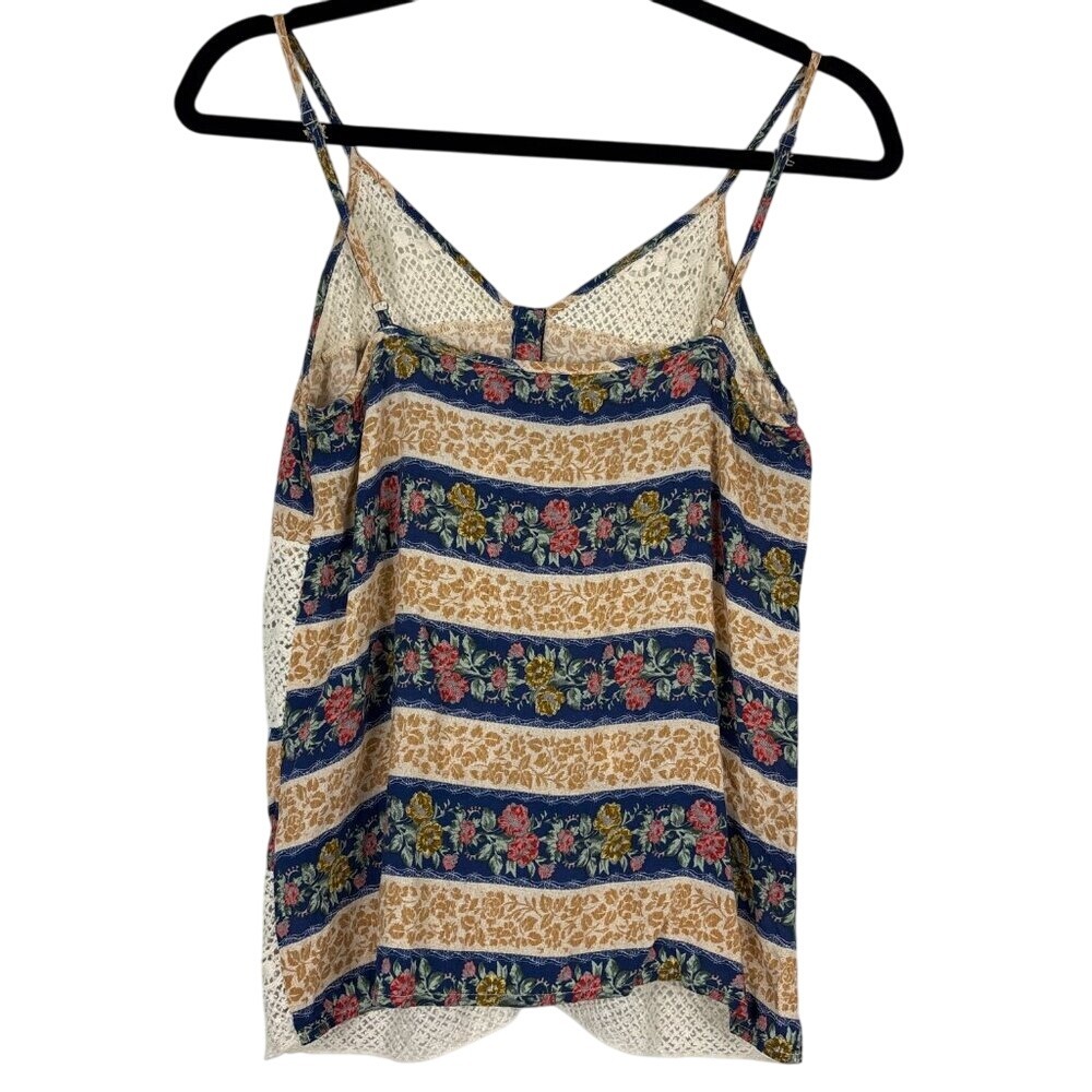 Entro Boho Tank Top Women's Small Button Front Floral Lace Cottage Croshet - Picture 2 of 13